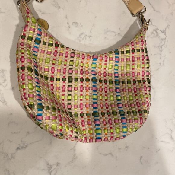 The Sak hobo style woven ribbon handbag Y2K shoulder colorful summer artsy - Picture 4 of 12